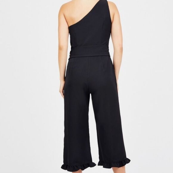 Clover and Sloane One Shoulder Jumpsuit Belted Black Medium - Picture 2 of 2